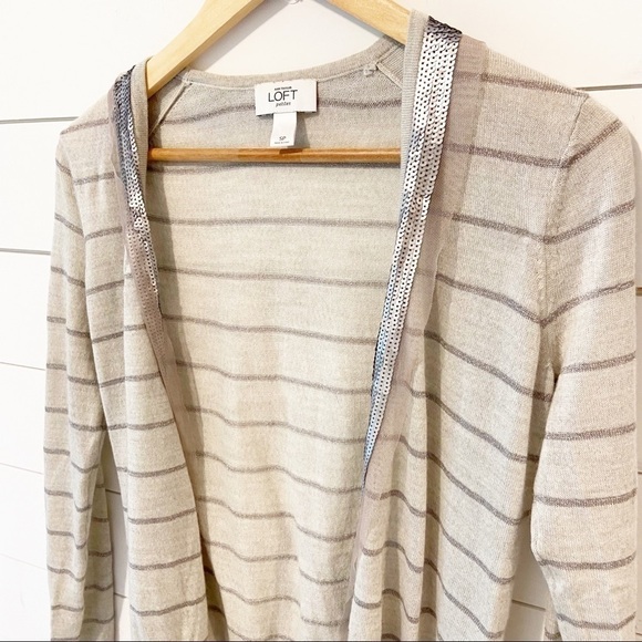 Ann Taylor Loft Stripped Wool Blend Sequin sweater - Picture 8 of 15